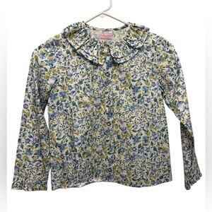 La Coqueta Girls (9Y) Floral Blouse with Ruffled Collar - Made in Spain
